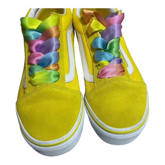 VANS Old Skool Rainbow Lace Yellow/white - Multi Color Checkerboard Kids 3 - Picture 4 of 14
